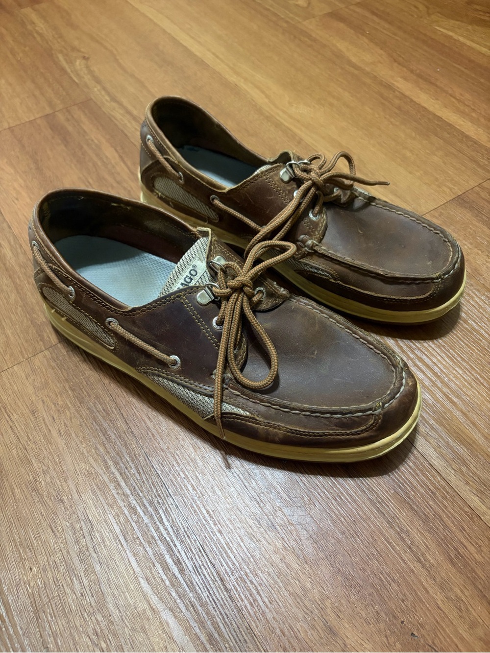 Sebago Clovehitch II Fgl Waxed Brown Tan Boat Shoe Loafers Mens Size 10 GUC
